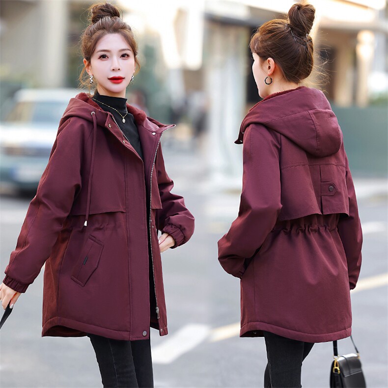 经典不过时大码显瘦加绒加厚中长款派克服外套,女装棉衣/棉服,妃曼