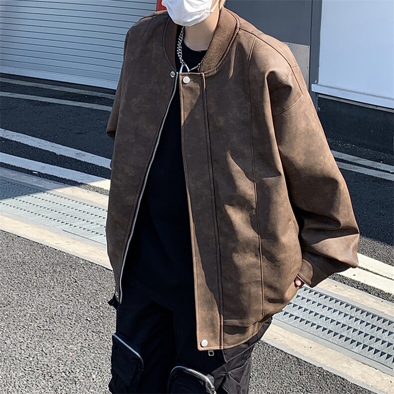 高街机动皮衣美式潮牌皮夹克外套光板二开A406JK1206特P83,男装夹克,星座309（原A406）