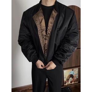 网图有货 秋冬廓形Bomber复古MA1飞行夹克翻领宽松棉服男A126-P78图片