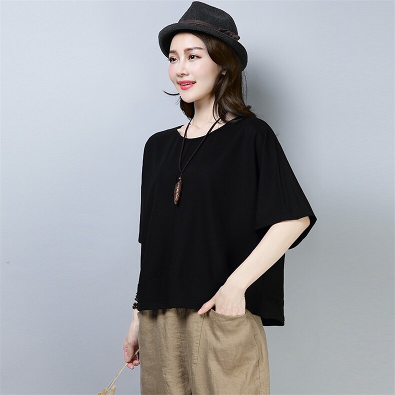 短袖t恤女2024年夏季新款宽松大码蝙蝠衫设计感小众半袖妈妈上衣，女装T恤，简韵佳