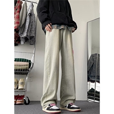 hiphop美式高街vibe宽松直筒牛仔裤男潮牌阔腿裤子秋季N8267-p45，男装牛仔裤，星座1008