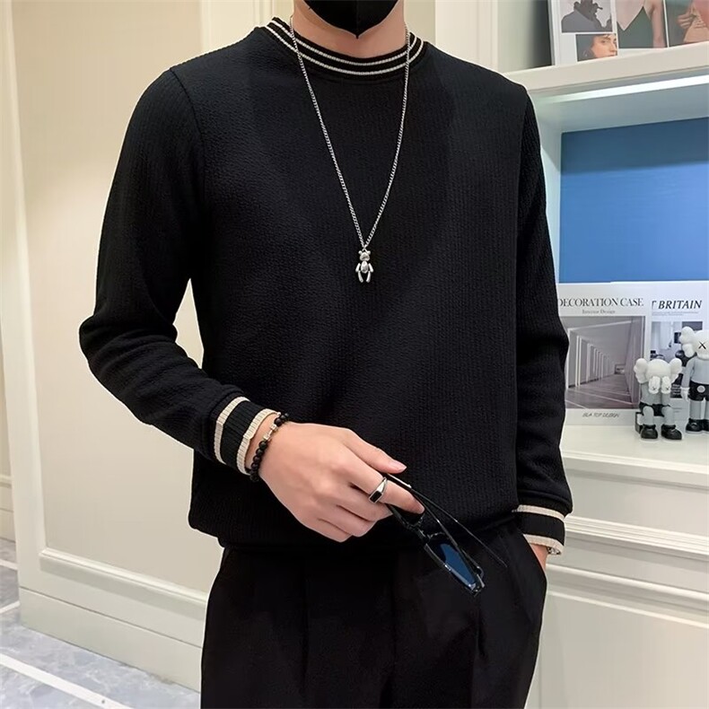 圆领卫衣男撞色螺纹潮流百搭长袖T恤LT553P35,男装卫衣,星座1116-2
