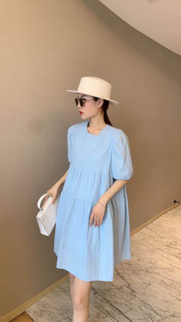 【现货】夏季新款纯色镂空绣花带珍珠包包连衣裙，女装连衣裙，东洋天堂之花