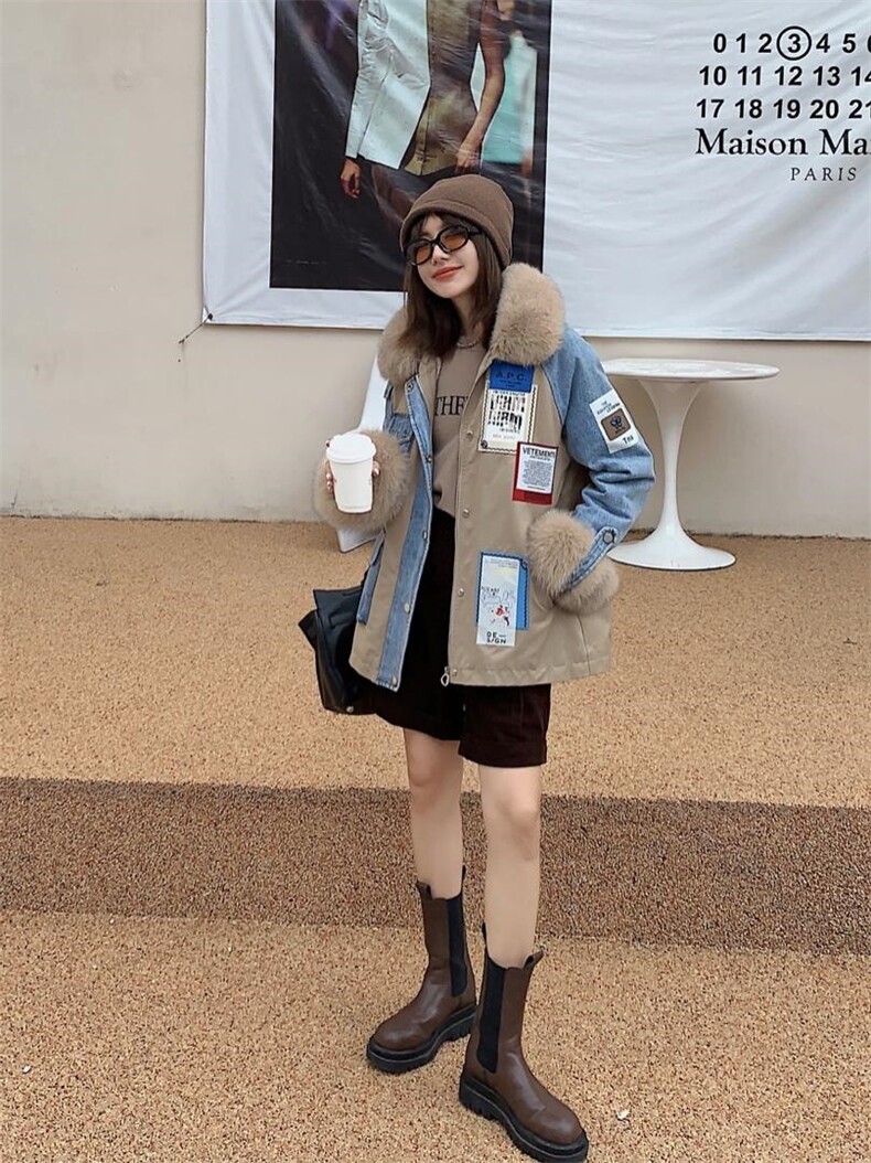 新款超洋气大毛领拼接派克服，其它，转角爱尚