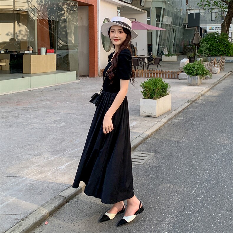 《现货新品》拼接假两件高腰休闲连衣裙,女装连衣裙,MQ