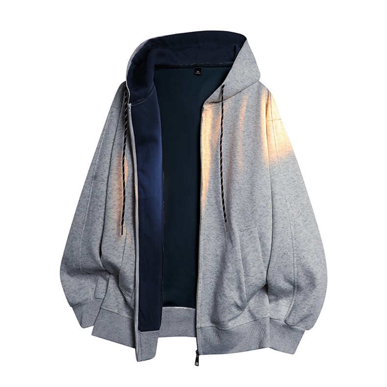 抖音得物二开美式高街重磅结构双层撞色连帽卫衣开衫外套W116，女装短外套，电商A486-1