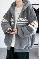 冬款加绒加厚宽松棉衣羊羔绒毛巾绣连帽外套男女920-P110控价158，男装棉衣，电商A441-1