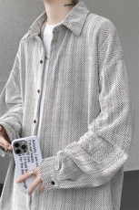 8XL-M人字纹小香风衬衫男生春秋衬衣宽松慵懒垂感外套CS29008P45，男装衬衫，电商B312