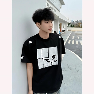 网图现货  美式宽松复古刺绣高街短袖男1158/特p30图片