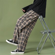 2021春夏港风格子裤子男中性风格子裤女直筒宽松DS-C407-6647-P40，男装休闲裤，电商C323-1