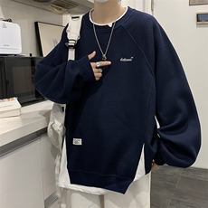 青少年假两件套头刺绣卫衣美式休闲帅气长袖拼色T恤衫男W021，男装T恤，星座1116A-1（原606A）