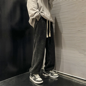 2024秋冬雪尼尔裤垂感直筒阔腿休闲裤男女313A-1-NK33-P55 控价68图片