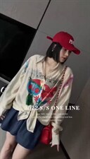 夏季新款欧洲站洋气卡通小人头衬衫，女装衬衫，L·H·X