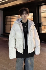 405A美式高街个性连帽设计假两件pu皮棉服MY24920-P158控188，男装棉衣，星座405A