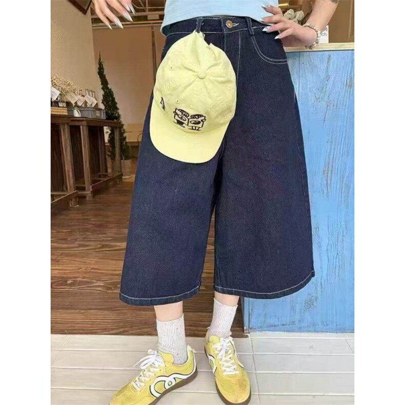 AK2298-P50美式复古辣妹街头夏季牛仔七分裤百搭阔腿短裤,女装休闲裤,星座617A-2