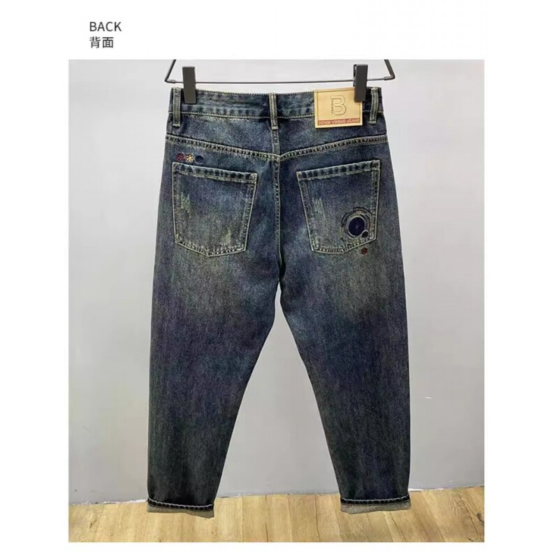 1506-1/KGK8941/P51牛仔裤男士潮牌个性补丁刺绣长裤子百搭痞帅,男装牛仔裤,星座1506-1