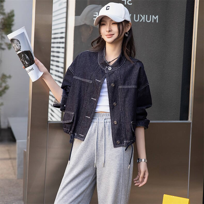 牛仔外套女春秋短款2025年新款设计感休闲宽松立领夹克小个子上衣,女装套装/套裙,美拉德工厂直营店