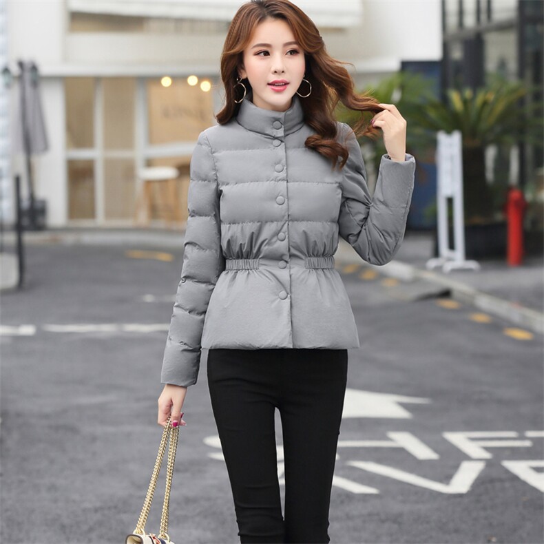 时尚女装棉服小短款修身显瘦高领保暖外套,女装棉衣/棉服,欣贝拉