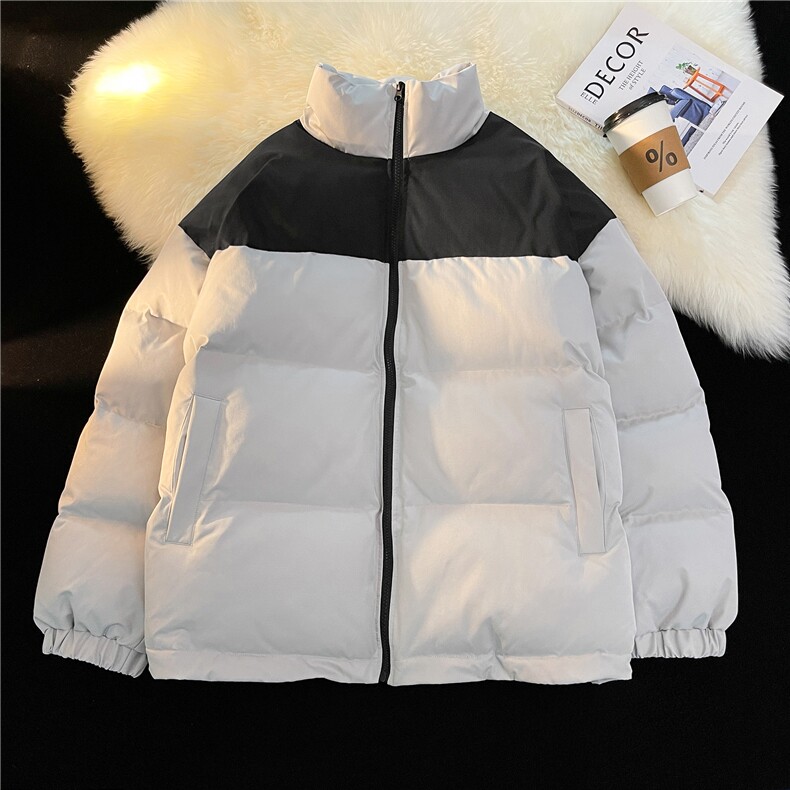 毛毯平铺拼接撞色保暖面包服立领情侣棉衣A247-MY250特批50,男装棉衣,电商A247