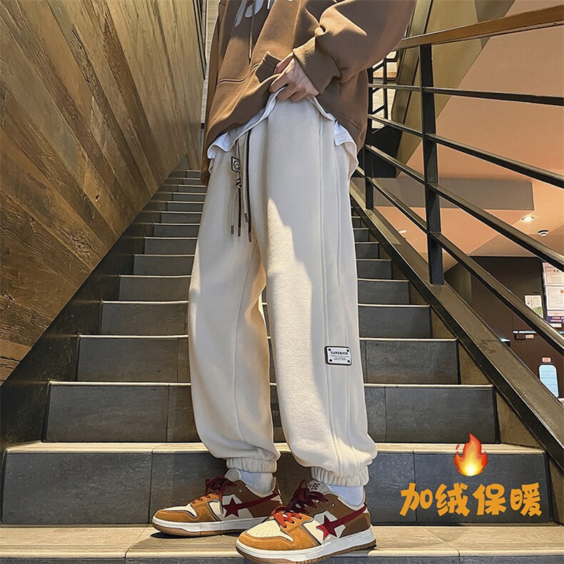 加绒加厚休闲运动卫裤男美式针织束脚裤712-kk379p55控78,男装休闲裤,星座712