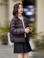 现货2025冬季新款时尚简约休闲圆领短款羽绒服，女装羽绒服，深水步
