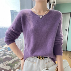 25年秋季新款100%纯羊毛衫女圆领镂空针织毛衣宽松羊绒衫打底上衣，女装羊毛衫，百越羊绒