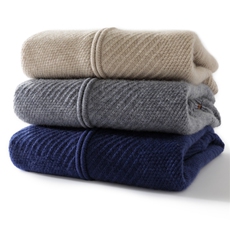 2025百搭时尚拼色领口圆领长袖羊绒衫，男装羊绒套衫，忠诺羊绒