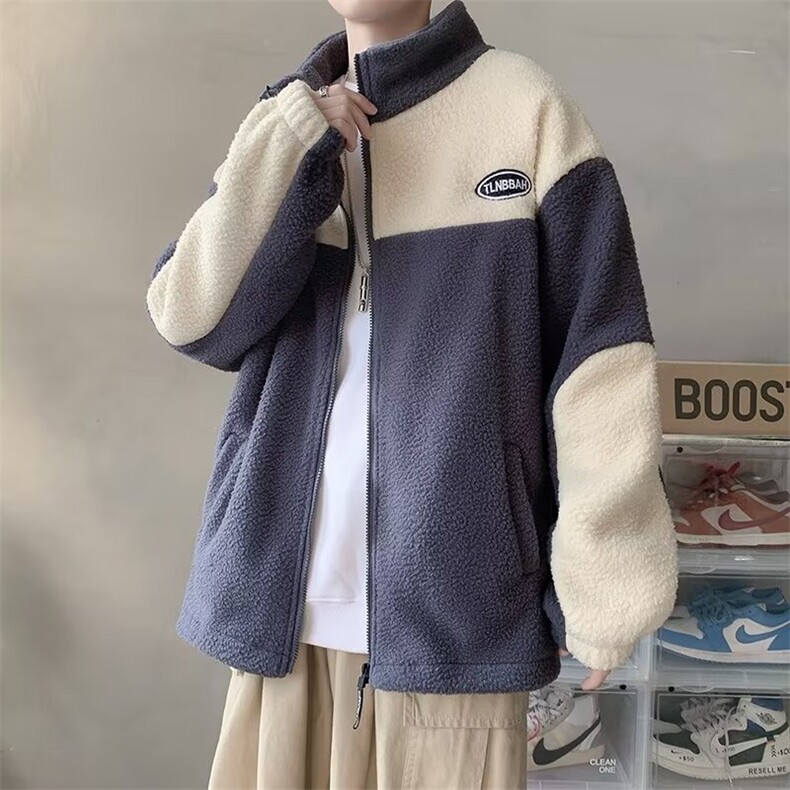 羊羔绒棉衣外套男士冬季新款加绒加厚羊羔毛棉服潮流冬装棉袄,男装棉衣,星座1013-1