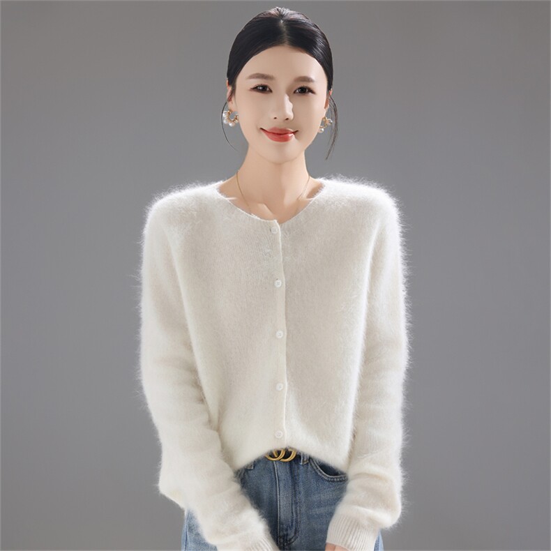 2025年秋季简约休闲百搭圆领开衫，女装羊毛衫，暮绒羊羊绒