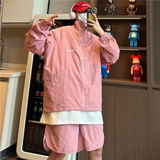 抖音品质-夏季防嗮套装高街宽松休闲透气防嗮服HJY30-P80，男装休闲套装，星座808A-1