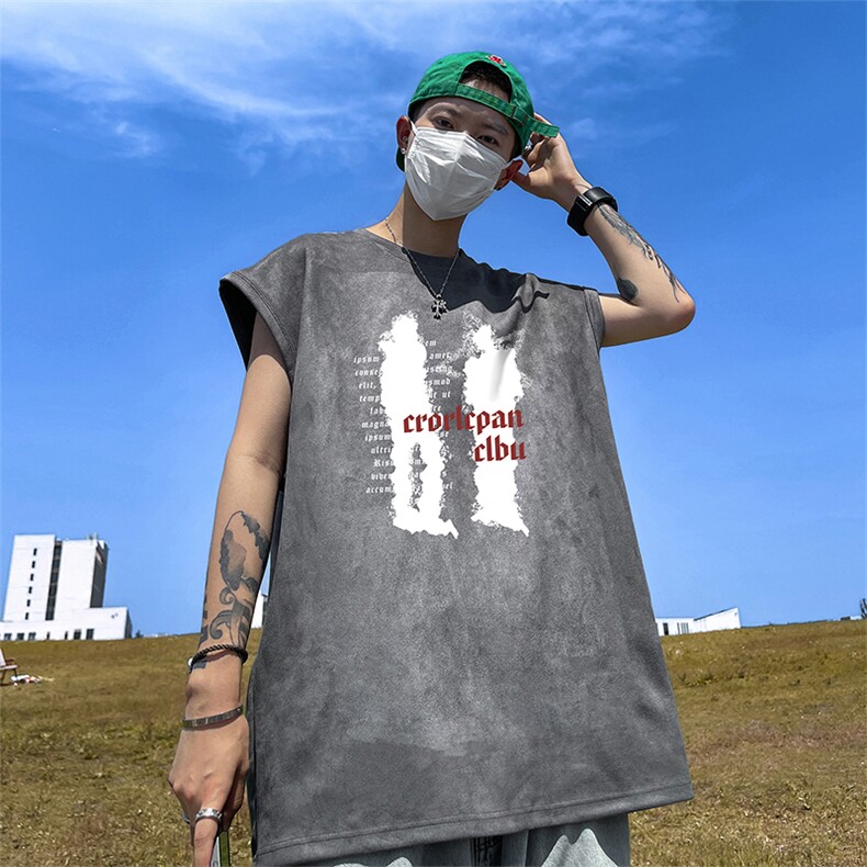 量大优供视频得物直播品230克夏季麂皮绒背心无袖T恤BJ279,男装背心/马甲,电商A486