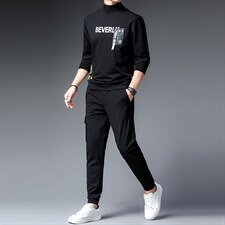 休闲套装男士春秋季2023新款高圆领卫衣中年搭配帅气两件套衣服，男装休闲套装，电商B212（原钱塘6029）