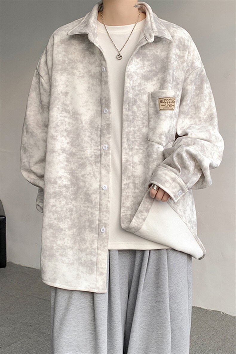 8XL-M秋冬款加绒加厚衬衫男做旧脏脏保暖外套大码衬衣CS29002P65,男装衬衫,电商B312