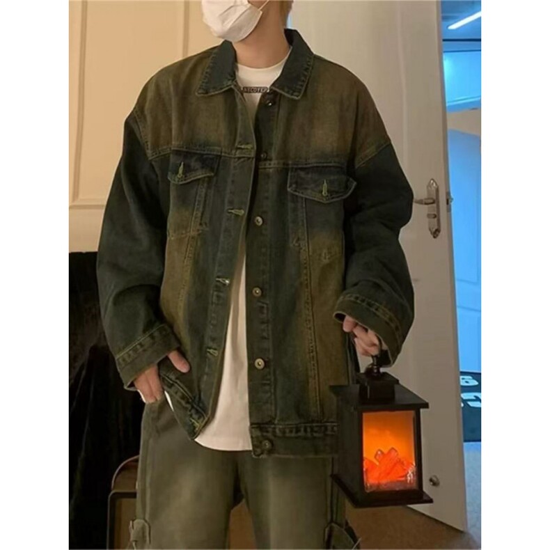 宽松oversize夹克上衣水洗做旧牛仔外套男女HG8846 P56图片