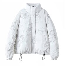 主打款羽绒服白鸭绒90绒冬夜光亮面宇航员太空人外套情侣款，女装羽绒服，海爱依仁