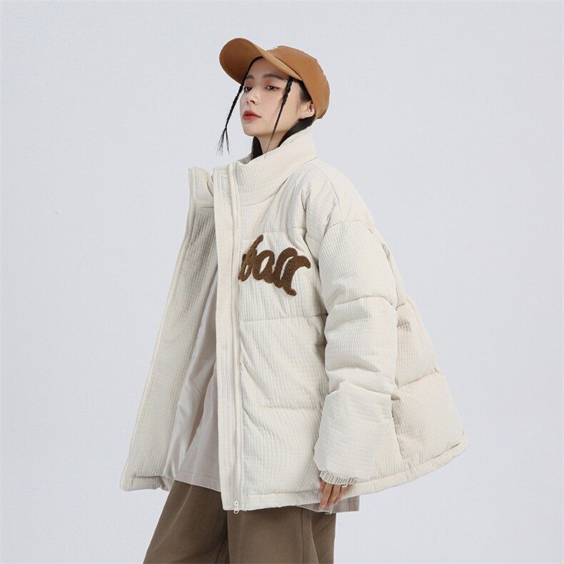 潮牌情侣2023冬季男女同款毛巾绣加厚棉衣保暖棉服MYTC157P95,男装棉衣,电商B220