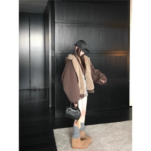 豆子同款重磅双面穿仿水貂毛皮草外套女情侣座山雕棉服夹克图片