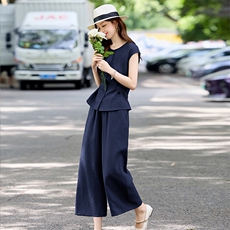 天丝醋酸套装女2025超火爆款夏季新款气质高级感阔腿裤两件套装，女装套装/套裙，姿衣坊