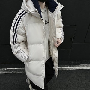 CC883-P118 秋冬中长款棉衣防风宽松双层立领落肩连帽棉服纯色图片