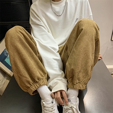 2025男士服装宽松束脚运动休闲裤灯芯绒卫裤新款DM183-P40，男装休闲裤，电商D321-1