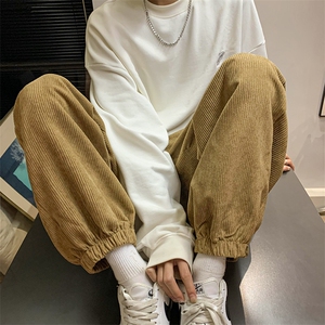 2025男士服装宽松束脚运动休闲裤灯芯绒卫裤新款DM183-P40图片