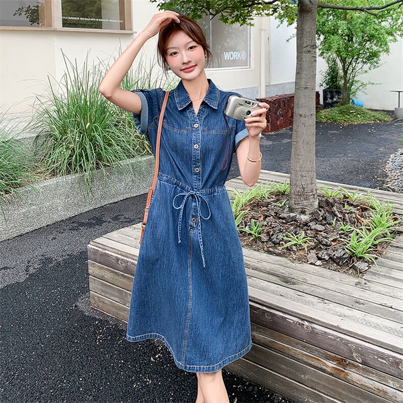2025年夏季休闲宽松牛仔连衣裙,女装连衣裙,浙宝二楼018
