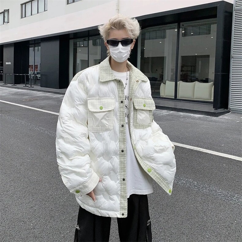 小香风棉服男冬季新款美式复古加厚工装棉衣外套保暖宽松翻领棉袄,男装棉衣,星座715-4