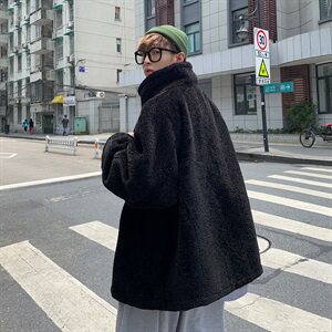 秋冬情侣棉衣宽松棉袄翻领羊羔毛棉服毛呢外套潮mj392-p138图片