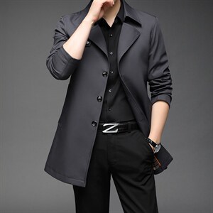 2023春季新款男式夹克休闲百搭中青年男士外套时尚纯色风衣图片
