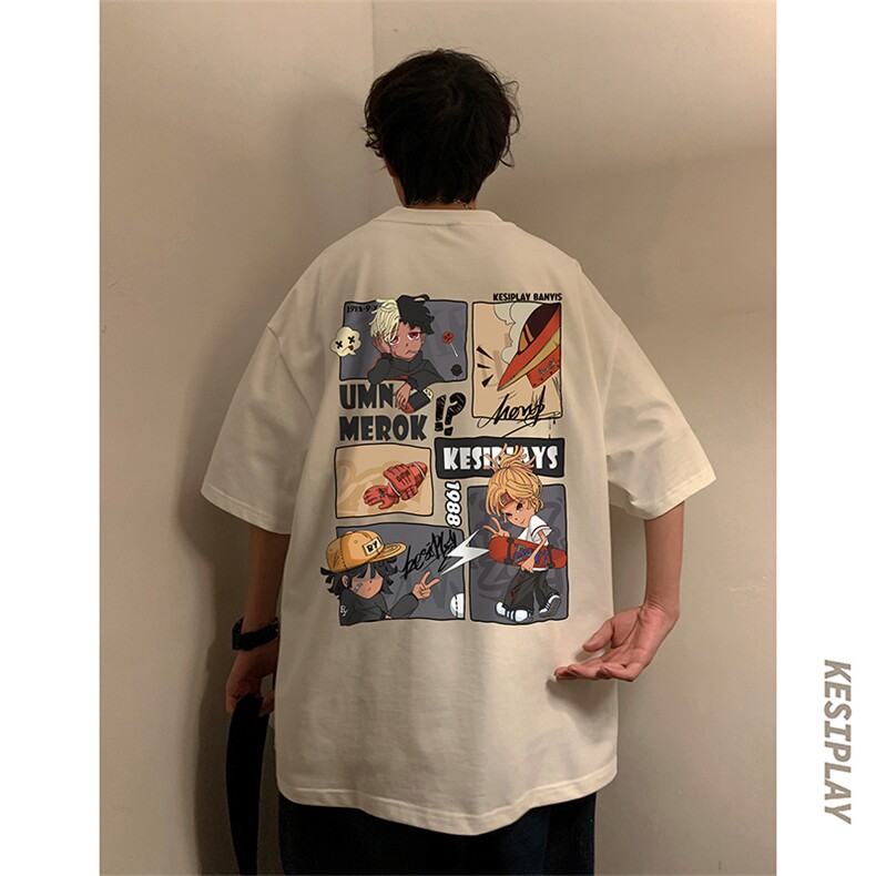 XT1059-TP25控价38短袖t恤男潮流漫画印花2023夏季宽松半袖T恤,男装T恤,电商A102-1