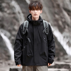 情侣款冲锋衣户外防水夹克秋季男士臂章外套潮流A266-JK8015-P45，男装夹克，电商A266