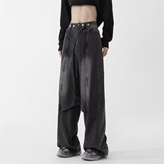 XBN43-P55美式高街黑色工装牛仔裤男设计感cuibuju重工小众设计，男装牛仔裤，星座1503-1