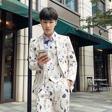 秋冬韩模款潮流个性夜店花西服套装男三件套小西装A470-TZ88，男装西服套装，电商A207