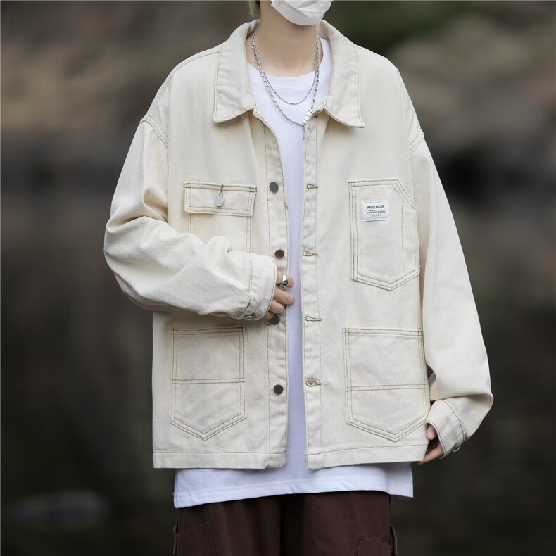 高街牛仔外套男韩版潮流痞帅2025冬季新款ins宽松夹克W5406-P60,男装工装外套,星座412